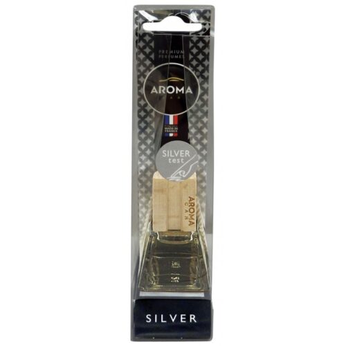 Aroma Car Prestige Wood/Glass Hanging Bottle – Silver