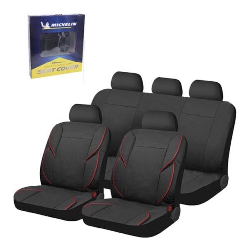 MICHELIN BLACK/RED 9PCS SEAT COVER