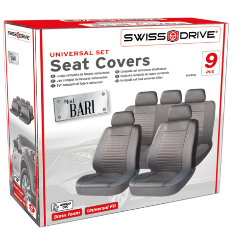 GREY BARI 9PCS SWISSDRIVE SEAT COVER