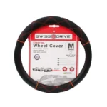 Medium Black-Orange Cross Stitch Swissdrive Steering Wheel Cover