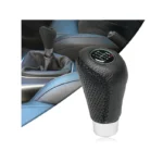 Black Leather Gear Knob With Black Stitch Swissdrive - Image 4