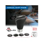 Black Leatherette Gear Knob With White Stitch Swissdrive - Image 2