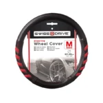 Medium Arrow Grip Black-Red Grip-Red Stitch Swissdrive Steering Wheel Cover