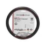 Swissdrive Medium Chrome Line Black-Woodgrain Steering Wheel Cover