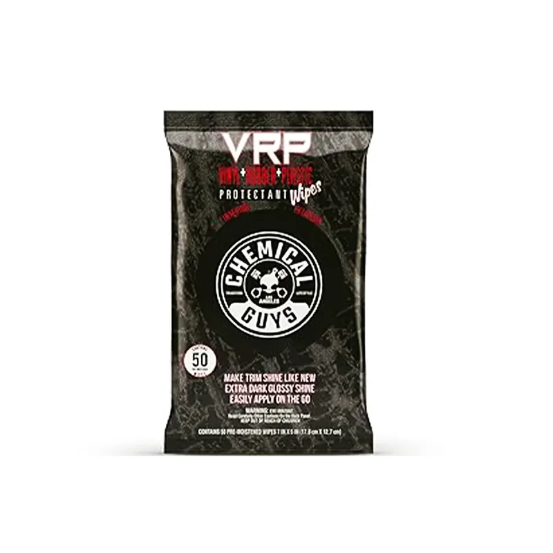 PMWTVD10750 Chemical Guys Vrp Vinyl, Rubber, Plastic Shine & Protectant Wipes - Image 1