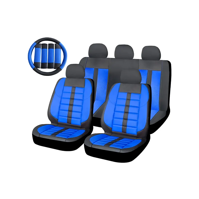 SUPREM6 Swissdrive Black&Blue Supreme 14Pc Seat Cover (4 Shoulder Pads, 1 Swc) - Image 1