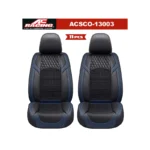 AC Racing Universal Leather Seat Cover Black/Blue Leather Seat Cover 11Pcs