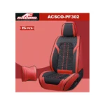 AC Racing Red/Black/White Leather Seat Cover W/Pillow 15Pcs