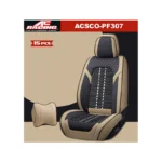AC Racing Universal Leather Seat Cover W/Pillow Beige/Black 15Pcs