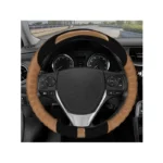 IG Tuning Steering Wheel Cover Suede Brown/Black/Carbon - Image 2