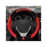 IG Tuning Steering Wheel Cover Suede Red/Black/Carbon - Image 2