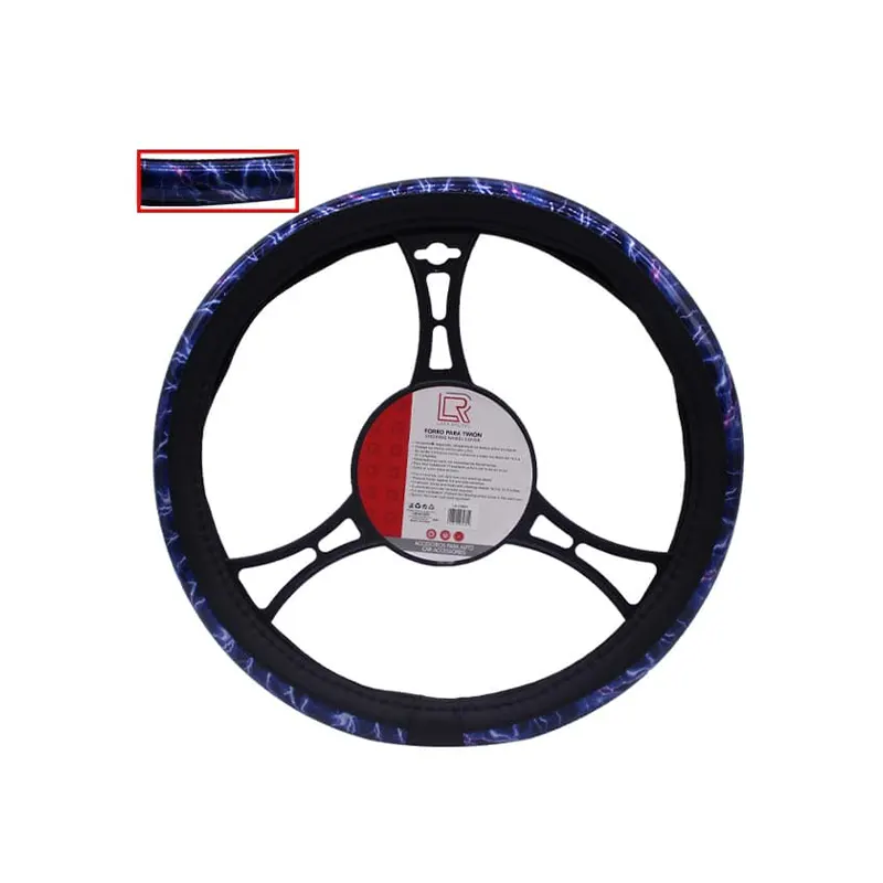 LF-17001-01 Lafa Racing Topride Steering Wheel Cover Black w/Blue Marble Effect - Image 1