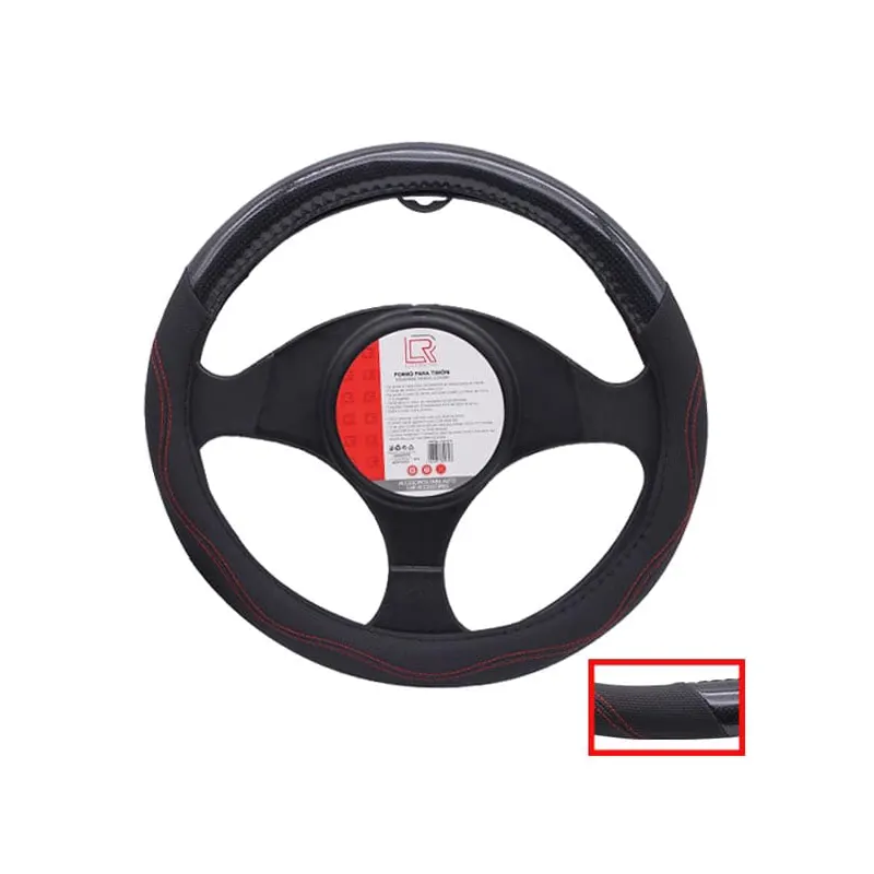 LF-4127-N Lafa Racing Topride Steering Wheel Cover Black w/Red Stitch - Image 1